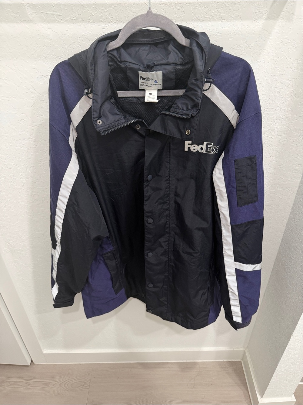 FedEx Stan Herman Heavyweight Work Jacket XL Purple Reflective Hooded